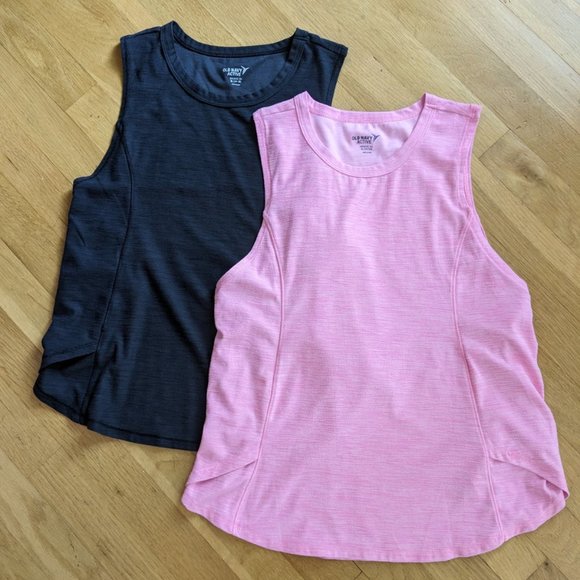 2 Old Navy Active Exercise Tank - Pink & Black - Girl's Size 14/16 - Picture 1 of 9